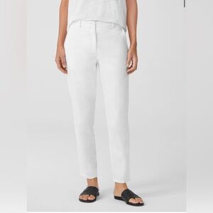 Eileen Fisher White Organic Cotton Hemp Tapered Ankle Pant 8 EUC